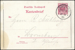 10 Pfg. auf nach Dtld. gelaufenem Kartenbrief (kl. Mängel) mit ...