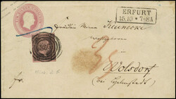 1 Sgr. auf Ganzsachenumschlag 1 Sgr. mit Stempel "386" ERFURT.