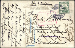 TSINGTAU 24/7 14, klar auf sauberer Postkarte 2 C. mit Leitvermerk ...