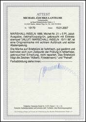 5 Pfg., tadelloses Briefstück mit ideal aufsitzendem Stempel JALUIT ...