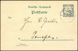 PALAU in Violett, tadellose, philatelist. Ganzsachenkarte 5 Pfg. nach ...