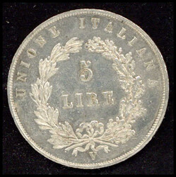 Italien, Provisorische Regierung 1848-1849: 5 Lire 1848 V. KM# 804, ...