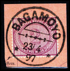2 Mk., tadelloser PA-Abschnitt mit idealem Stempel BAGAMOYO 23/4 97. ...