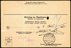 1914, gef. Postformular "Zahlungsermächtigung als Ersatz für die ...