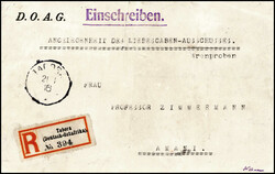 Portofreie "Liebesgaben"-Sendung": TABORA 21/1 16 auf Adressteil von ...