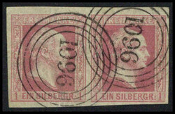 1 Sgr., waagr., breitrandiges Luxuspaar mit glasklarem Stempel "1096" ...