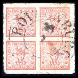 4/4 Sch., gut durchstochenes, farbfrisches Exemplar, kl. Mängel, ...