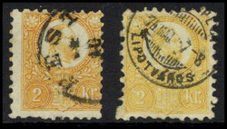 2 Kr., beide Farben, gestempelte Prachtstücke. Katalogpreis: 670,-  ...