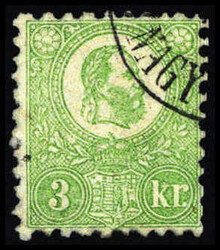 3 Kr., gestempeltes Exemplar (re. Scherentrennung), etwas unfrisch, ...