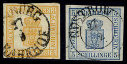 3 Sch. und 5 Sch., zwei voll- bis breitrandige Prachtstücke, jeweils ...