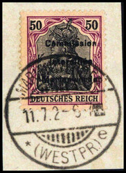 50 Pfg., tadelloses und sauber gestempeltes Briefstück, Fotoattest ...