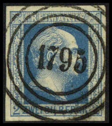 2 Sgr. dunkelblau, gleichmäßig breitrandiges Prachtstück mit ...