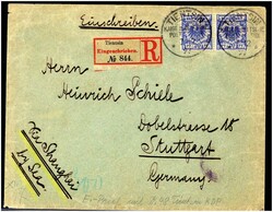 TIENTSIN 7/12 97, zweimal klar auf Einschreibebrief waagr. Paar 20 ...