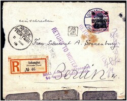 SCHANGHAI 12/1 17, klar auf Einschreibebrief 20 C. nach Berlin. ...