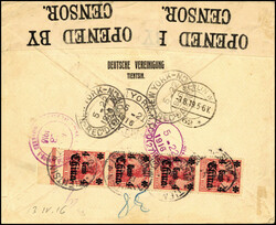 TIENTSIN 13/1 16, auf seltenem Einschreibebrief nach Berlin, ...