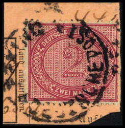 2 Mk., tadelloses Exemplar auf Postanweisungs-Abschnitt mit äußerst ...