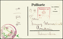 Parlamentärspost mit Schutztruppensiegel: 9.IX.16, hs. Datierung auf ...