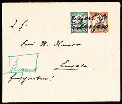 Feldpost NANGANO: 4 H. und 20 H., tadellose Buntfrankatur auf ...