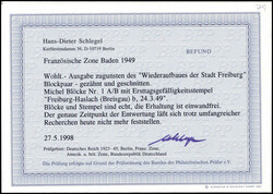Freiburg-Blockpaar, tadellos gestempelt, Fotobefund Schlegel BPP. ...