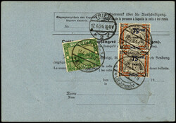 5 Fr. a. 25 Mk., einzeln vs. zusammen mit 75 C. (2) und 10 C. rs. auf ...