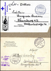 1905/08, Rotes Kreuz, drei seltene Feldpostkarten mit verschied. ...