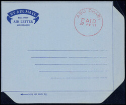 1971, roter K1 "ABU DHABI PAID 27 AU 71" auf ungebrauchterm Air ...