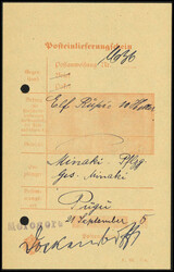 MOROGORO, violetter L1 auf gelochtem Postschein vom 21.9.15.  ...