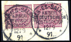 2 Mk., tadelloses waagr. Paar auf sauberem weißem Briefstück mit ...