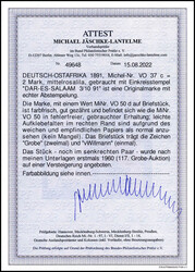 2 Mk. mittelrosalila zus. mit 50 Pfg. lilabraun, beide in tadelloser ...