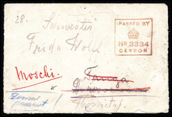 April 1917, kleiner, etwas fehlerhafter Briefumschlag, adressiert an ...