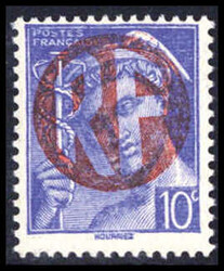 Cholet 1944: 10 C., Abart: Aufdruck in Rot statt Schwarz, tadellos ...