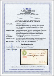 2/4 Sch., obere Hälfte, zweiseitig mit der Schere getrennt, als ...