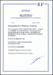 1943, Luftpost, Schlachtschiff Richelieu, Aufdruck auf Freimarke ...