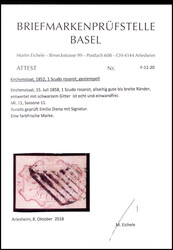 25 C. lilabraun, frisches Luxusstück mit zentr. K1 PARMA, sign. ...