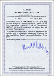5 Pfg., tadelloses Bfstk. mit zweitem Stempel JALUIT MARSHALL INSELN ...