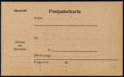 (1917/18), in Deutsch-Ostafrika angefertigtes Not-Postformular ...