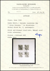 Rotes-Kreuz-Block, tadelloses Exemplar mit genau zentr. klarem ...