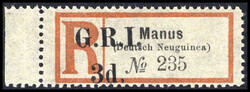 3 d. a. R-Zettel von Manus (Groteskschrift), tadellos ungebraucht o.G ...