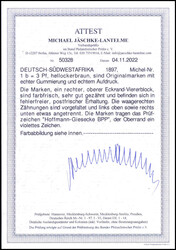 3 Pfg., tadellos postfrisch, Kopie von Fotoattest Jäschke-L.BPP. ...