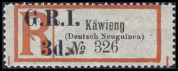 3 d. a. R-Zettel "Käwieng" (Antiqua), tadellos ungebraucht (SG 37).  ...
