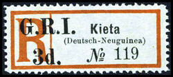 3 d. a. R-Zettel von Kieta, tadellos ungebr. o.G. (SG 38).  ...