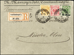 25 Pfg. mit 10 Pfg. und Aufdruck-Ausgabe 10 P. auf ...