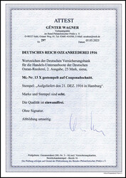 25 Mk., tadelloses Exemplar auf Wertkarten-Abschnitt mit dekorativ ...