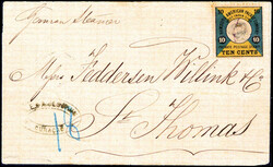Curacao 1877: 10 C., Einzelfrankatur mit zentr., stummen Ringstempel ...