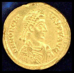 Hunorius, Soldius, 402-406, Ravenna, Gold, sehr schön.