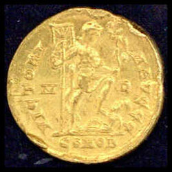 Hunorius, Soldius, 402-406, Ravenna, Gold, sehr schön.