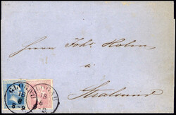 2 Sgr., Mischfrankatur mit 1 Sgr. rosa (Gittergrund) auf ...