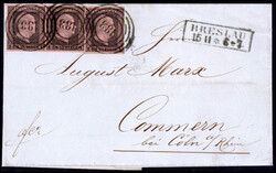 1 Sgr., waagr. Paar und Einzelstück auf schönem blauen Luxusbrief, ...