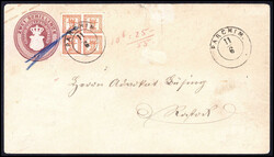 4¼ Sch., Zusatzfrankatur auf Ganzsachenumschlag 2 Sch. rotviolett ...