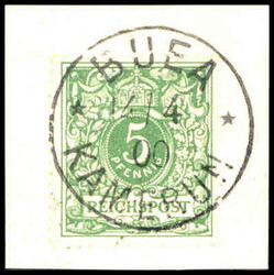 5 Pfg., tadelloses Bfstk. mit idealem Stempel BUEA 14/4 00.
